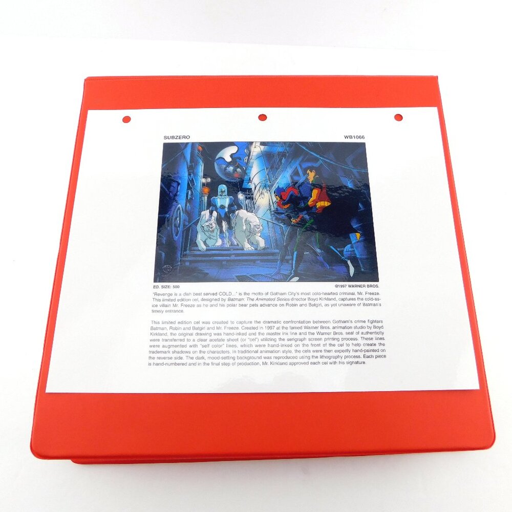 SUB ZERO Mr. Freeze Batman Warner Bros Gallery Laminate Cel Promo Binder Page